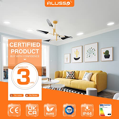 ALUSSO LED Downlights for Ceiling 9W Ultra Slim LED Recessed Ceiling Spot Lights 6500K Cool White IP44 Waterproof Spotlights Ceiling Lights for Bathroom Kitchen Living Room, 6 Pack ALUSSO LED Downlights for Ceiling 9W Ultra Slim LED Recessed Ceiling Spot Lights 6500K Cool White IP44 Waterproof Spotlights Ceiling Lights for Bathroom Kitchen Living Room, 6 Pack