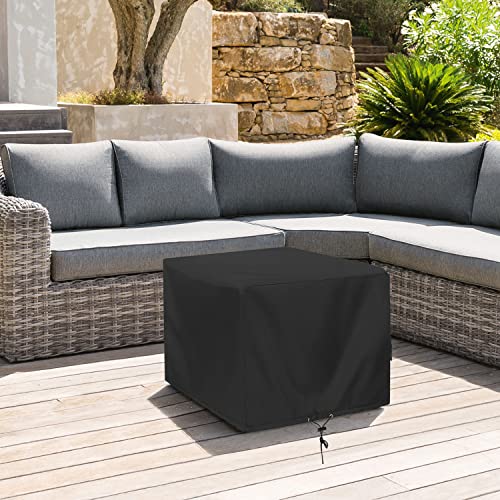 Sunpatio Outdoor Ottoman Cover, Waterproof Square Coffee Table Cover, Patio Furniture Covers Side Table Cover, All Weather Protection, 22W X 22D X 18H, Black #TOP6