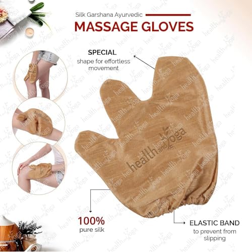 Silk Garshana Ayurvedic Massage Gloves - Electro Static Lymph Circulation Boost - 100% Natural Dry Skin Brushing and Exfoliation and Excess Fat Treatment - Mitt Style 1 Pair - Image 4