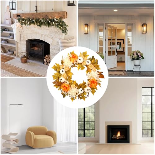 Couronne pour porte d'entrée décoration d'automne 45 cm pour halloween et noël
