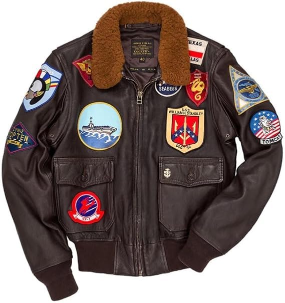 Bold Threadz Cockpit Pilot RAF Aviator WWII G1 Navy Brown Bomber Real Leather Jacket with Embroidered Patches for Men (as1 alpha m regular regular Brown)