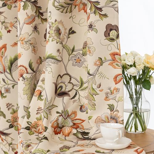 Image of 80% Blackout Curtains for Bedroom, Paisley Floral Pattern Window Drapes 96 Inch Length for Living Room, Thermal Insulated Grommet Curtains, 2 Panels