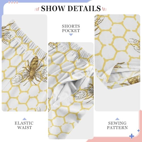 ZZXXB Bee and Honeycomb Boys Long Pants Soft Trousers Elastic Waist Kids Lounge Bottoms with Pockets S-XL4