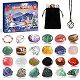 Adventskalender Kinder Steine 2025, 24 Tage Edelstein kristalle Adventskalender Edelstein Anhänger, Natürliche Mineralien Gesteine Erforschen, Forscher Weihnachtspräsente Jungen Mädchen (Mehrfarbig)