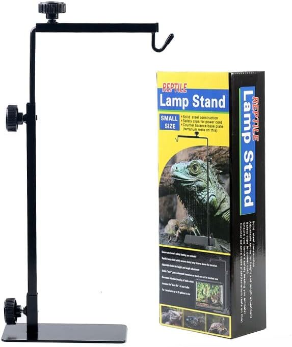 Reptile Lamp Stand, Adjustable Heat Lamp Bracket, Floor Light Holder Metal Lamp Hanging Bracket for Reptile Terrarium Heating Light Amphibian (Small)