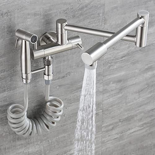 Robinet de cuisine mural pliable en inox brossé orientable 360 - 4