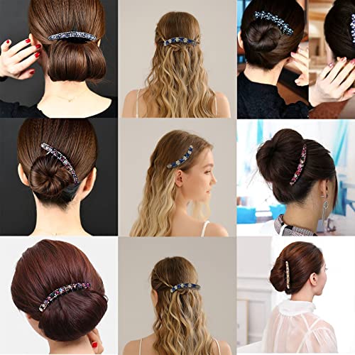 6 Pcs Rhinestone Flower Hair Side Combs For Women Decorative Crystal Diamonds Floral Hair Fork Clip Bridal Wedding Hairpin Hair Clip Accessories For Bun Prom Vintage Hair Styling Accessories #TOP5