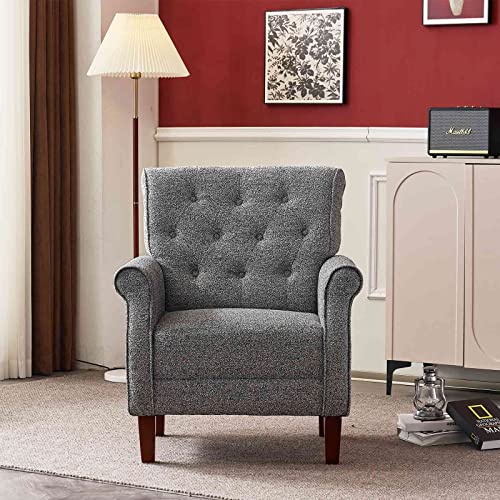 Lovspatio Mid Century Modern Button Tufted Sofa Chair,Accent Chenille Fabric Leisure Armchair For Living Room Bedroom Office (Black/White)… #TOP1