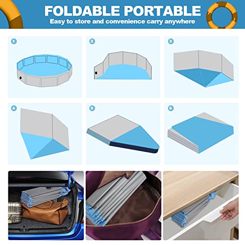 Dog Pool For Large Dogs, Plastic Pool For Dogs, Dog Bathtub Portable, Foldable Pool For Dogs Slip-Resistant (47.2''X 12'') #TOP3