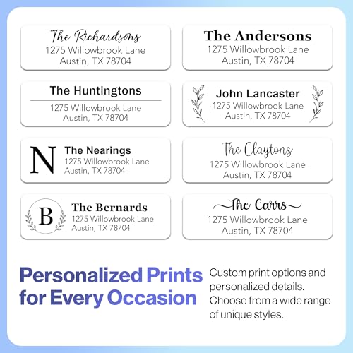 100 Personalized Address Labels - Glossy White Return Address Label 2.5