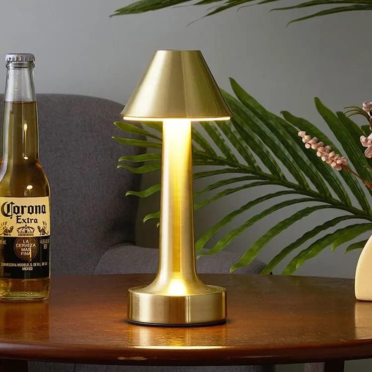 HIKI ZIKI Cordless Small Table Lamp for Bar Restaurant, Rechargeable Battery Operated Touch Lamps, 3-Way Dimmable Metal Portable Bedside Night Light Gold Mini Desk Lamp for Outdoor, Home Decor-image-6