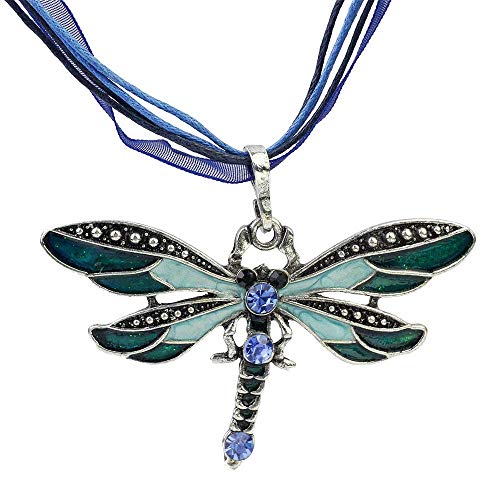 CHOP MALL Shiny Blue Crystal Gem Dragonfly Pendant Necklace for Women Girl Jewelry Mother's Day/Anniversary/Birthday Girl Gift