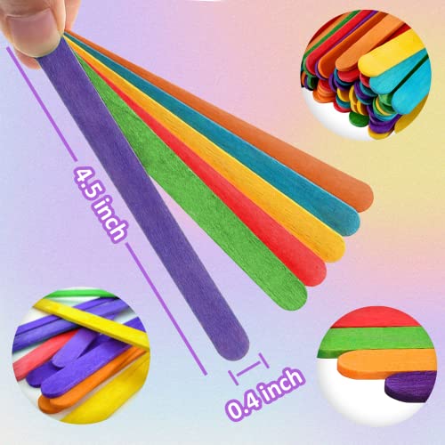 Wisyok 1000 Pcs Colored Popsicle Sticks For Crafts, 4.5 Inch Colored Wooden Craft Sticks, Ice Cream Sticks, Rainbow Popsicle Sticks, Great For Diy Craft Creative Designs And Children Education #TOP1