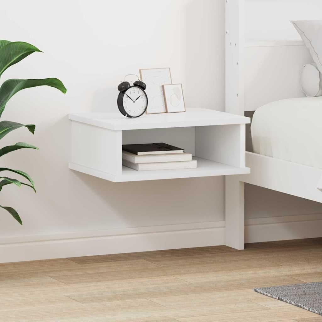 Table de chevet blanche gain de place pour petit espace de nuit