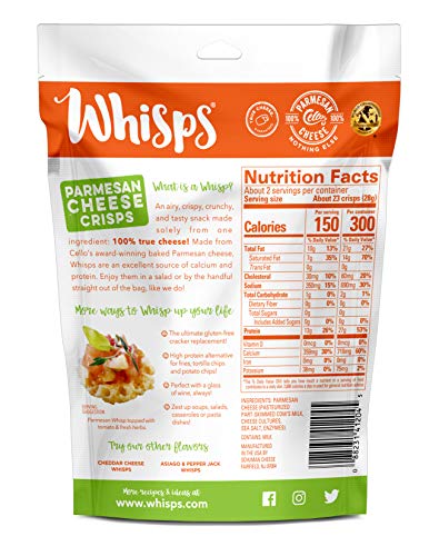 Whisps Parmesan Cheese Crisps | Keto Snack, Gluten Free, Sugar Free, Low Carb, High Protein | 2.12oz (6 Pack)