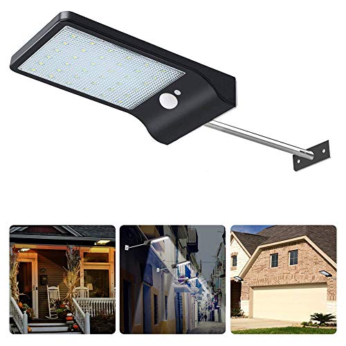 Solar Gutter Lights Wall Sconces with Mounting Pole, 36 LED Outdoor Solar...