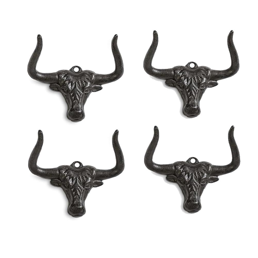 CTRLZS Cowboy Hat Rack for Wall 4 Pack Modern Metal Cowboy Hat Holder Cast Iron Cowgirl Hat Hanger Western Hooks for Storage