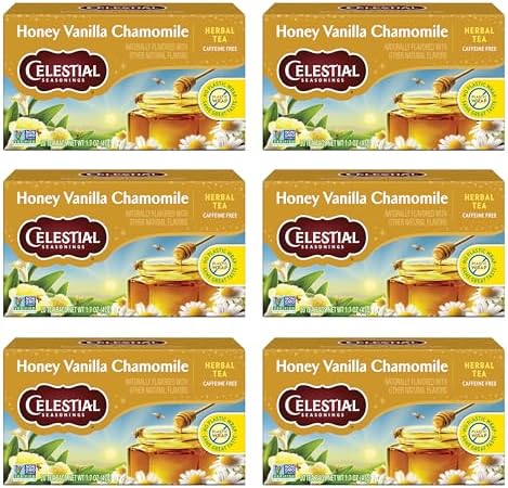 Celestial Seasonings Herbal Tea, Honey Vanilla Chamomile, 20 Count (Pack of 6)