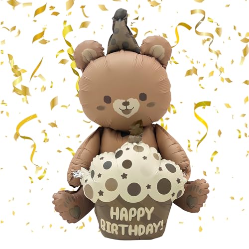 XXL Ballon Ours, Decoration Anniversaire Ours, Deco Anniversaire Theme Marron et OursS, Ballon Animaux Helium, pour Fête Prénatale, anniversaireE, Chambre...