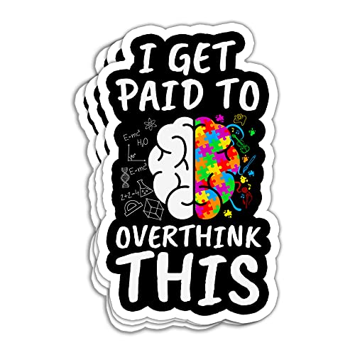 MAIANEY (3 Pcs) I Get Paid To Overthink This Sticker Behavior Analyst Stickers Funny BCBA Sticker ABA RBT Behavior Therapy Brain Sticker ABA RBT BCBA Gifts Decoration For Laptop Bottles Car Window 3"x4"