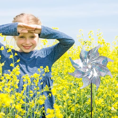 6 Stück Windrad Vogelabwehr, Taubenabwehr Balkon, Vogelschreck, Vogelscheuche, Taubenschreck, Vogelabwehr Windspiel, Taubenschutz, Windräder Vogelabwehr, Windmühle für Protect Garten Balkon Obstgarten