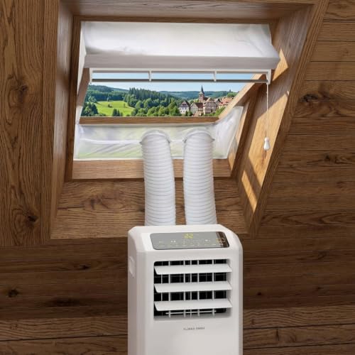 Sellado de ventanas de techo con 2 aberturas de manguera para aire acondicionado