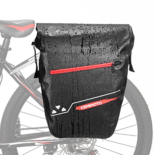 Bolsa de Bicicleta para Portaequipajes, 30L Bolsa Alforja para MTB con Correa, 100 % Impermeable Bolsa para Portaequipajes, para Tour de Bici, Ciclismo, Camping y Al Aire Libre(Negro) Cover