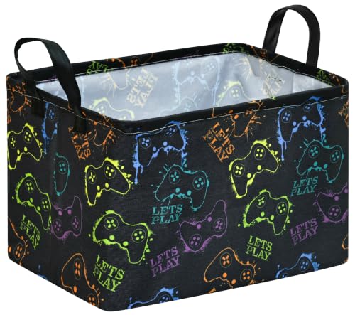 Image of Rectangular Game Basket Storage for Boys toy Box kids Room Decor | Waterproof collapsible storage box,Rectangular Game Storage Basket,Kids toy Laundry Hamper Storage Basket Room Decor(Game)