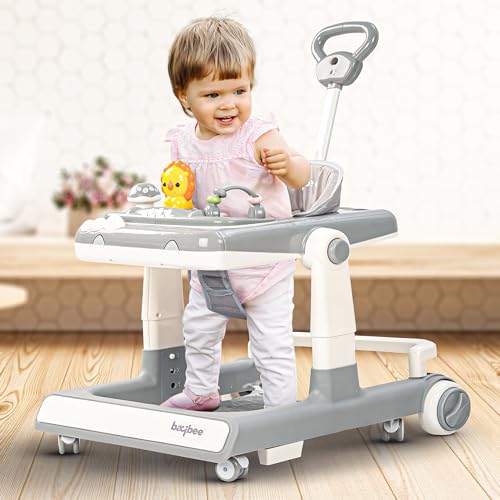 Image of Baybee Baby Walker for Kids with Height Adjustable & Tray, Activity Walker for Baby with Musical Toy Bar (Zeni Grey)