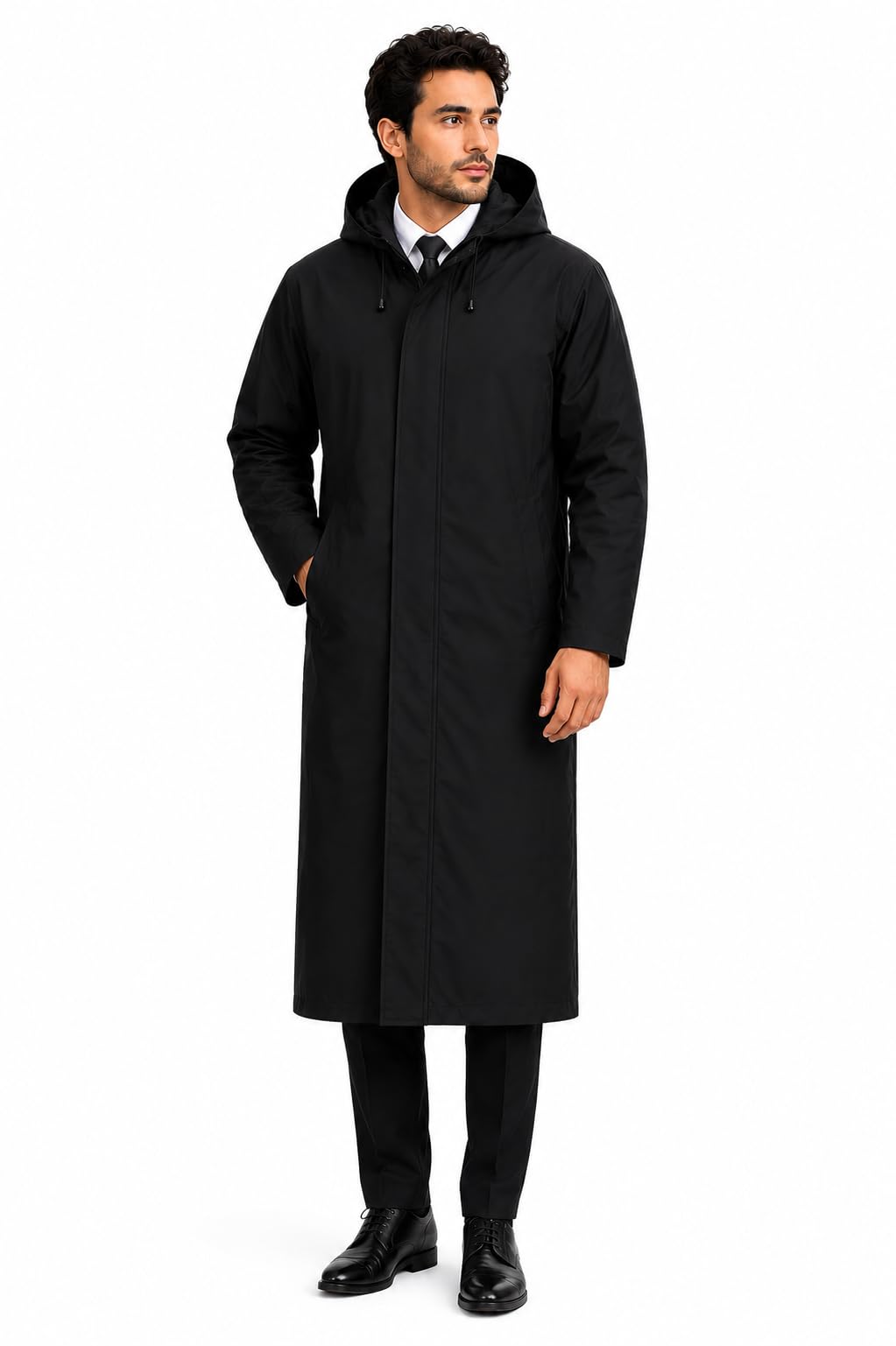 Nephar Men’s Full Length Raincoat | Waterproof Hooded Long Rain Coat for Men | Premium Black Windproof Stylish Rainwear Jacket-picture-18