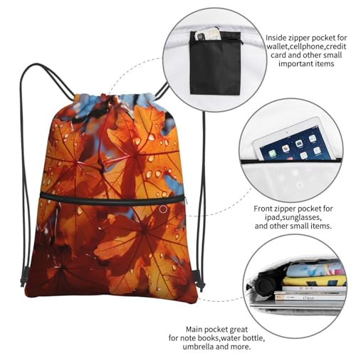 Drawstring Backpack Resistant Sackpack Fall Maple Leafs Sports Gym Bag String Bag for Women Men3