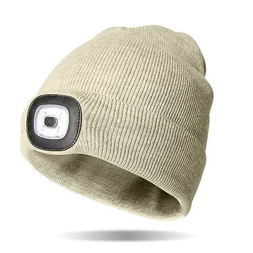Image of Classic Rechargeable LED Warm Knit Beanie Head Light Hat Headlamp for Outdoor Activities