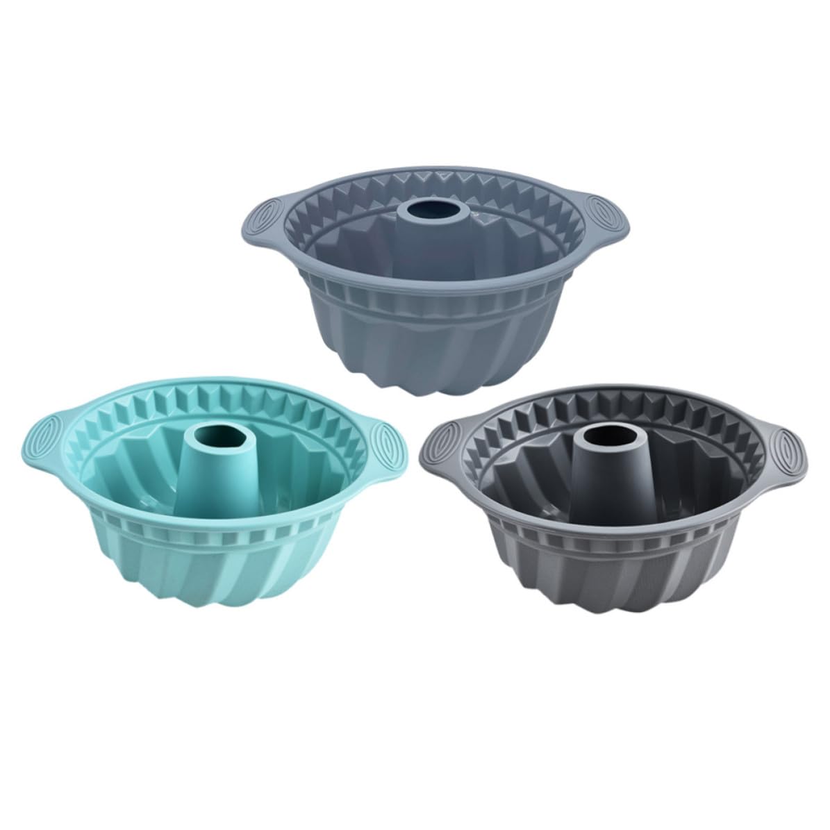 Stampi in Silicone per Dolci 3 Pezzi Forma Tonda e Scanalata, Antiaderenti e Riutilizzabili, per Dolci Soffici e Cottura Casalinga