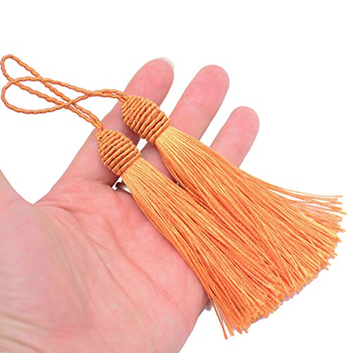 20pcs 15.5cm/6 Inch Silky Floss Bookmark Tassels with 2-Inch Cord Loop and Small Chinese Knot for Jewelry Making, Souvenir, Bookmarks, DIY Craft Accessory (Orange) by Makhry - Image 3