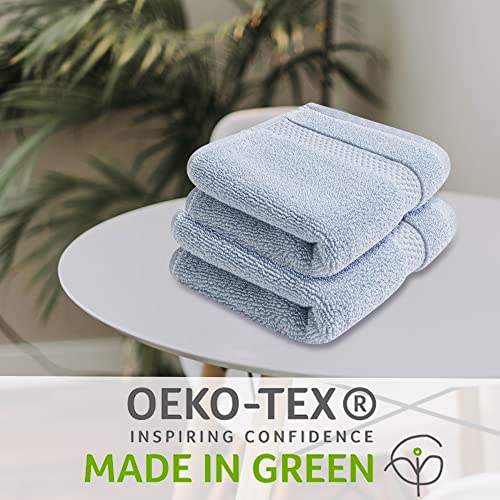 Vivendi Bath Towels Hand Towels And Washcloths Set Infinity Zero Twist 100% Cotton 4 Bath, 2 Hand, 2 Wash, Super Soft, Highly Absorbent Towels For Bathroom (8 Piece Set,Spa Blue) #TOP4