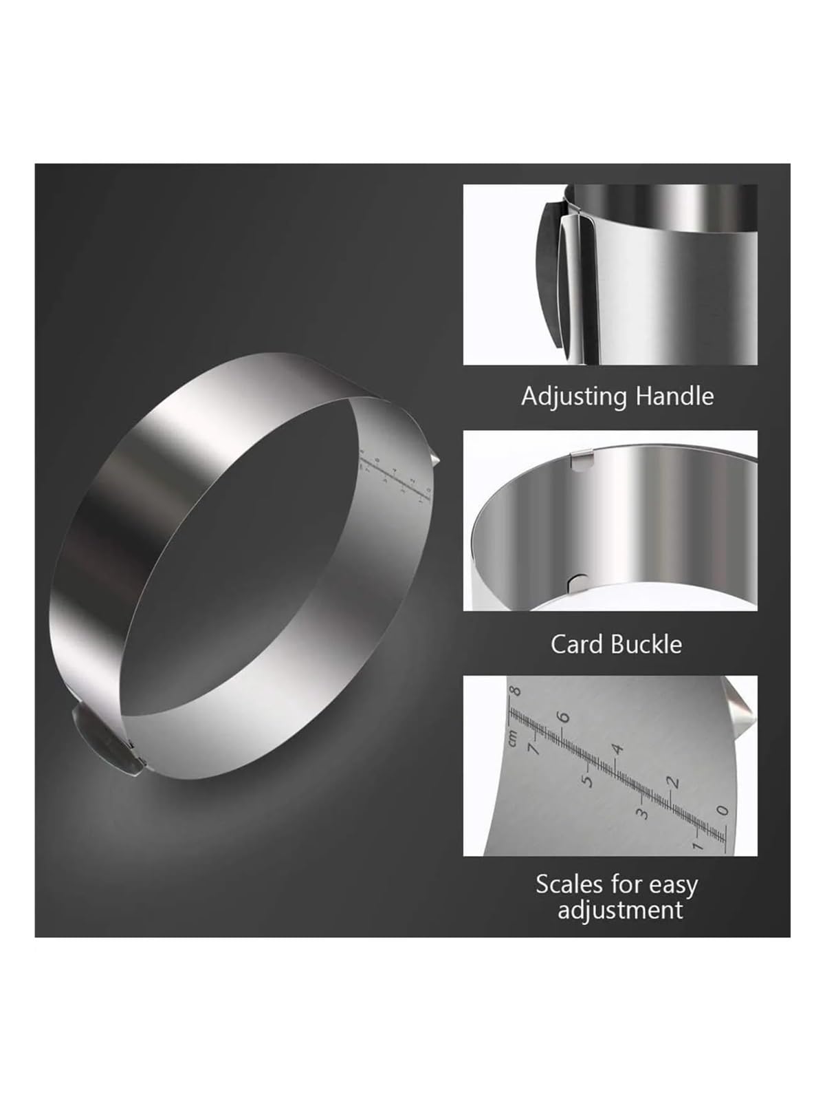 Anillos for moldes de pasteles compatibles - redondos ajustables acero inoxidable 6 a 12 pulgadas for hornear y repostería(Height 12cm)