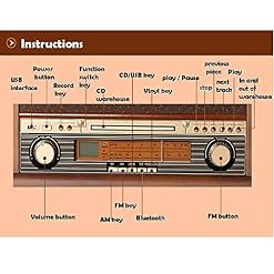 Tourne-disque avec haut-parleurs, tourne-disque en vinyle, phonographe, prend en charge la lecture de vinyle/lecture CD/AM/FM/USB (phonographe) - Les Beatles, Paul McCartney, John Lennon, RIngo Starr, George Harrison Tourne-disque avec haut-parleurs, tourne-disque en vinyle, phonographe, prend en charge la lecture de vinyle/lecture CD/AM/FM/USB (phonographe) – Image 3