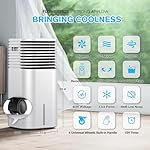 24" Windowless Portable Air Conditioner, 15H Timer & 120°Oscillation, 3-IN-1 Portable AC Unit with Remote, 2-Gal Tank, 3 Modes & 3 Speeds, Ultra-Quiet Ventless Swamp Cooler for Room Home Office, Ivory - Image 2