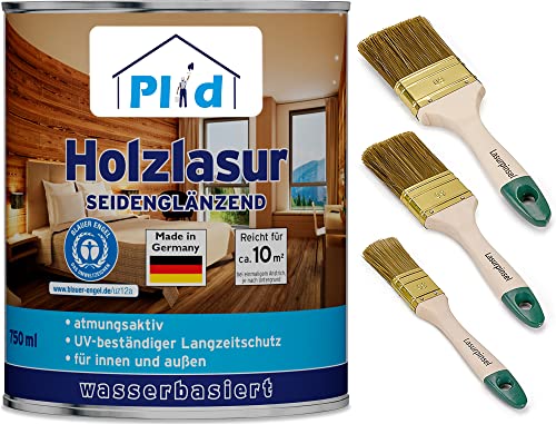 PLID® Barniz para madera para interior y exterior, color blanco, 0,75 l, barniz protector para madera exterior con protección UV resistente a los rayos UV, imprimación para madera exterior, gel