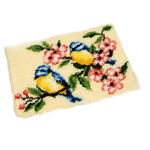 DATOU 3D Blume Vogel Knüpfteppich Knüpfen Set Teppich Zum Selber Knüpfen Knüpf-Sets Geschenk Für Kinder Und Erwachsene Latch Hook Kit(Size:52X38cm) Cover