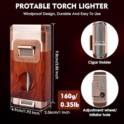 Encendedor butano antorcha 4 en 1 DEWEL clásico madera miniatura 2