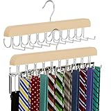 G&uuml;rtelbinder-Aufh&auml;nger, 20 Haken, 2-in-1-Aufh&auml;nger f&uuml;r Schrank, max. 30 G&uuml;rtel mit 30 B&auml;ndern, G&uuml;rtel-Krawattenhalter, Holzb&uuml;gel f&uuml;r Schrank-Organizer, Aufbewahrung (1, Holz)