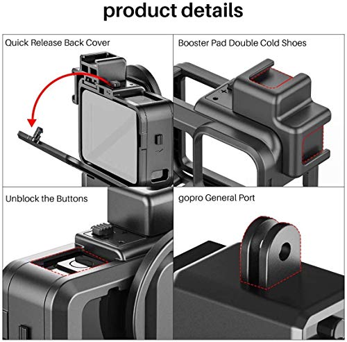 Image of Insta 360 One X3 & X2 Pro Action Camera Accessories Shock Proof Cover Protective Frame with 1 /4 Screw Hole Tripod Adapter Sports Camera Mount Black (Gopro Case)