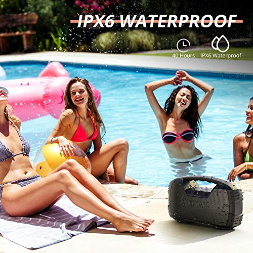 Portable Waterproof Bluetooth Speaker, AOMAIS 40Hrs Playtime Wireless Outdoor Speakers, 25W Rich Bass Impressive Sound, Stereo Pairing, Built-in Mic, 100ft Bluetooth for Party(9.5 x 3.4 x 6.5 inches)