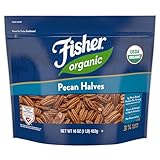 Fisher Organic Pecans Halves 16 oz, USDA Certified Organic, Unsalted Raw Pecans, North American Grown, Non-GMO, No Preservatives, Keto & Paleo Friendly, Heathy Snack for Adults, Resealable Bag