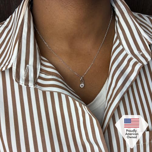Cate & Chloe Aerin 18k White Gold-Plated Pendant Necklace with Round Cut Cubic Zirconia Crystals, Hypoallergenic Jewelry for Women, Elegant Gift for Her on Christmas, Birthday — view 6