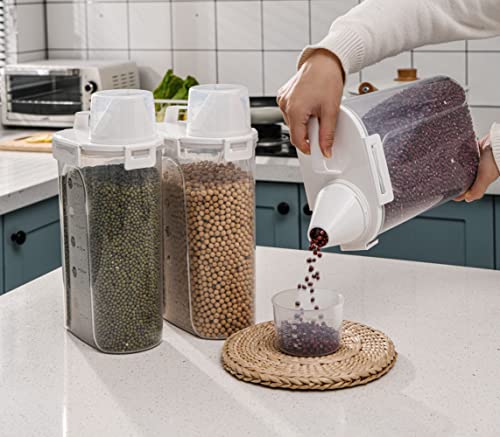 Yining Airtight Rice Containers, Bpa Free 3L Bin Dispenser With Pouring Spout, Measuring Cup For Cereal, Flour And Grain, Include A Stainless Steel Whisk And A Rice Spoon #TOP1