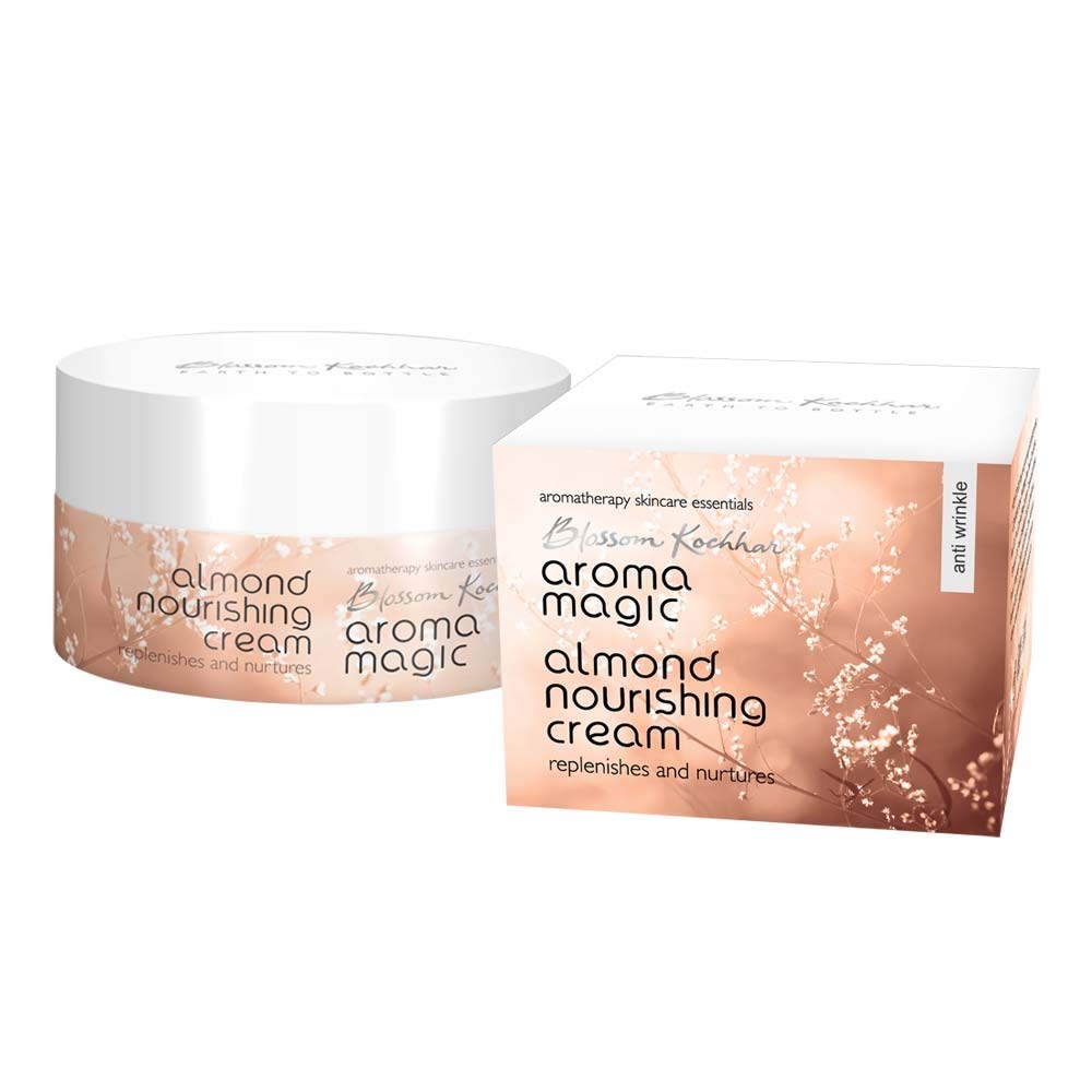 Aroma Magic Anti-wrinkle Almond Nourishing Cream | Replenishes & nourishes skin, reduces fine lines with beta-carotene, chamomile, orange & jasmine essential oil, sandalwood & honey extract | 200 gm
