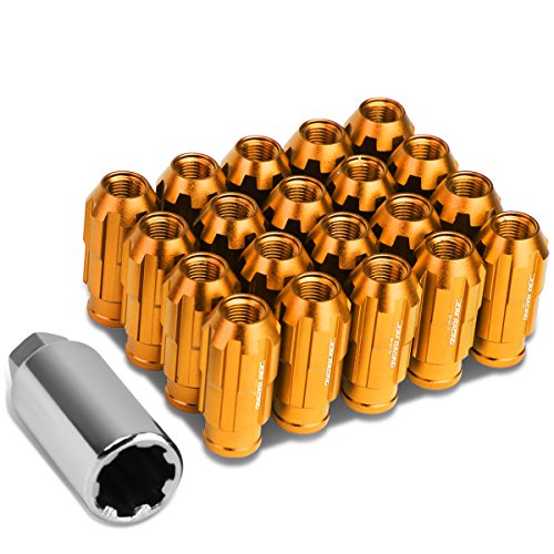 Image of DNA MOTORING LN-ZTL-9025-125-OR 20Pcs M12 x 1.25 Open End Style Wheel Lug Nuts w /Deep Drive Extension Adapter, 24mm OD /50mm H, Orange