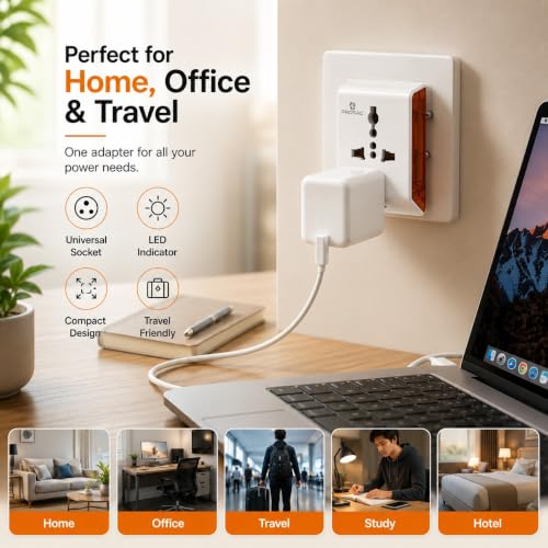 Image of PROSAC 6AMP Universal Multi Plug Adapter | 3-Pin Socket Converter | Supports 2-Pin & 3-Pin Plugs | Compact Electrical Adapter for Home, Office & Travel | Pack of 10